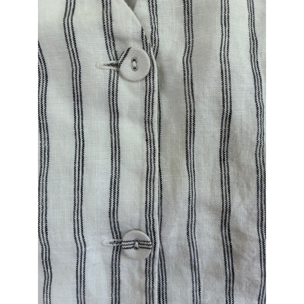 Quince Women Striped 100% Linen Vest V-Neck Button Front Sleeveless Top Small - Picture 3 of 5